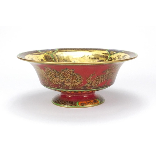 743 - Wedgwood fairyland lustre pottery bowl hand painted and gilded in the chinoiserie manner, factory ma... 