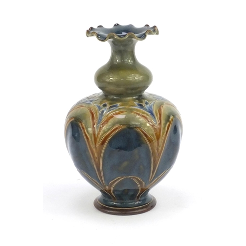 730 - Art Nouveau Royal Doulton stoneware vase by Eliza Simmance, incised and hand painted with stylised f... 