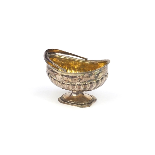 808 - Russian silver pedestal fruit basket with swing handle, embossed decoration and gilt interior, impre... 