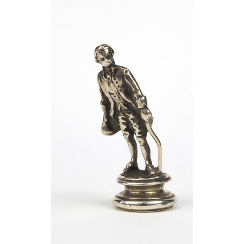 846 - Miniature silver figure of a cavalier, R.H Birmingham 1903, 5.5cm high, approximate weight 45.5g