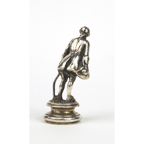 846 - Miniature silver figure of a cavalier, R.H Birmingham 1903, 5.5cm high, approximate weight 45.5g