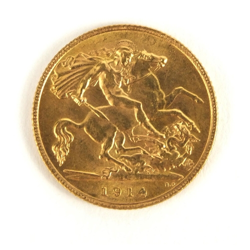 206 - George V 1914 gold half sovereign, approximate weight 4.0g