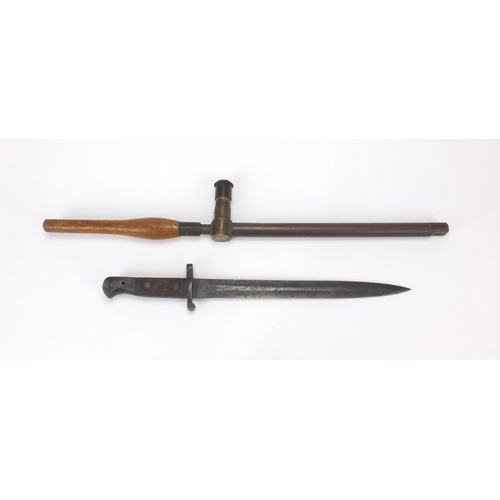 340 - R & J Beck NK IX 1918 periscope together with a 1907 bayonet with wooden grip, impressed marks to bo... 