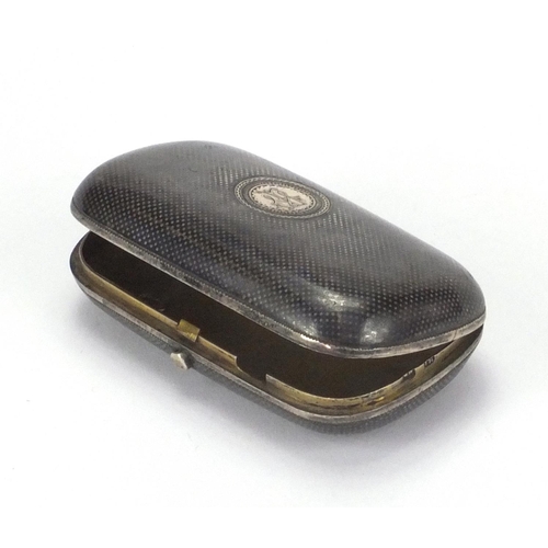 810 - Russian silver and Neillo work cigarette case with engraved cartouche, impressed marks to the interi... 