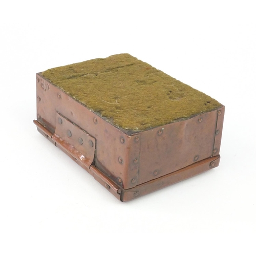 791 - Arts & Crafts copper box by John Pearson, the hinged lid embossed with stylised bird on a branch, in... 