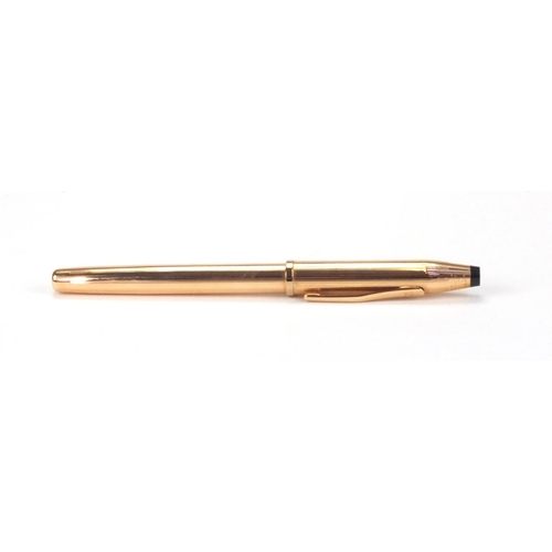 97 - Cross 14kt rolled fountain pen with 18k gold nib, ink and fitted box