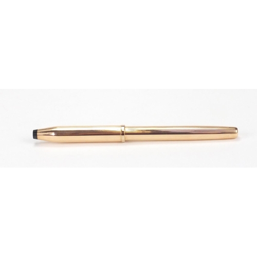 97 - Cross 14kt rolled fountain pen with 18k gold nib, ink and fitted box