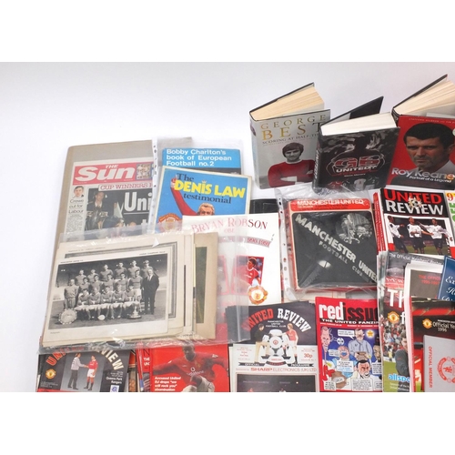 147 - Extensive collection of Manchester united memorabilia including autographs, programmes, tickets, let... 