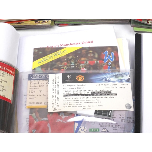 147 - Extensive collection of Manchester united memorabilia including autographs, programmes, tickets, let... 