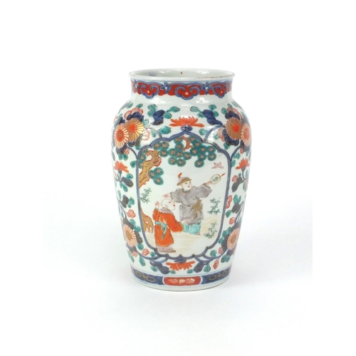 532 - Japanese Imari porcelain vase hand painted with figures and flowers, 26cm high