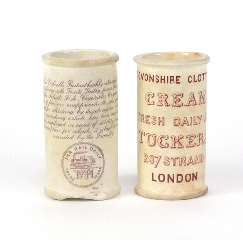 697 - Two 19th century pottery clotted cream pots comprising a Devonshire clotted cream of Strand London e... 