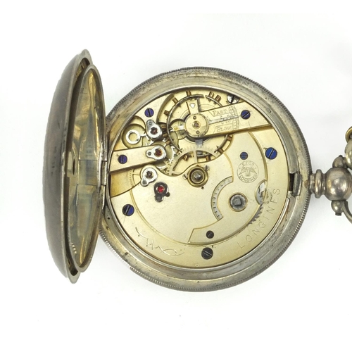 Gentleman s silver Longines full hunter pocket watch the dust