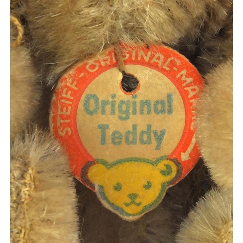 378 - Three Steiff teddies comprising a bear with articulated limbs and original paper label, an elephant ... 