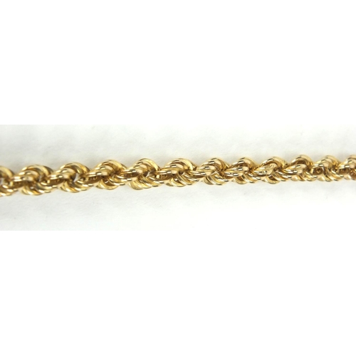 2606 - 9ct gold rope twist necklace, 72cm long, approximate weight 15.0g