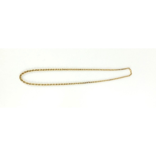 2606 - 9ct gold rope twist necklace, 72cm long, approximate weight 15.0g