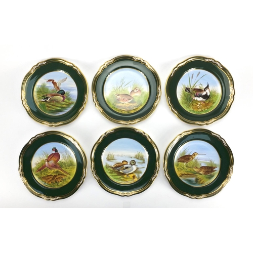 2196 - Set of six Spode cabinet plates from the game bird series, each hand painted with various birds incl... 