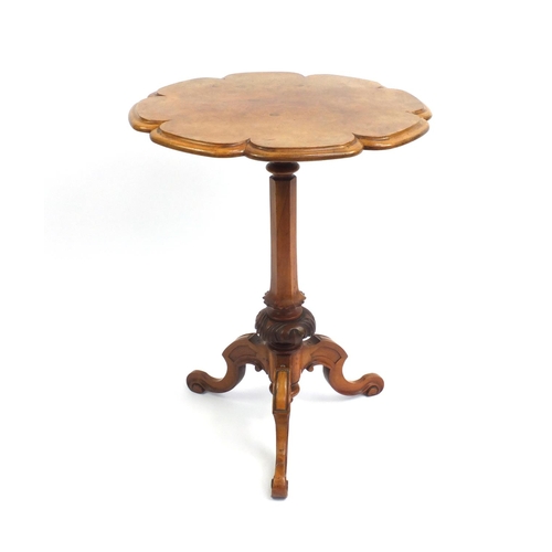 2011 - Victorian bur walnut occasional table with flower shaped top, 72cm high