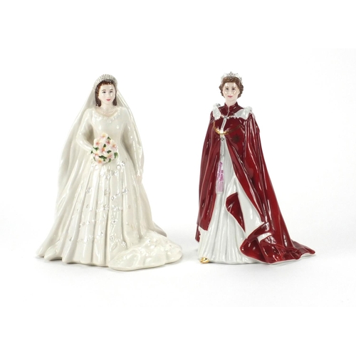 2346 - Two Royal Worcester commemorative figurines with boxes comprising Her Majesty Queen Elizabeth II and... 