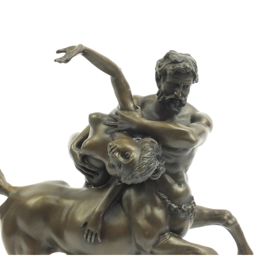 2148 - Large bronze study of the Rape of Deianira by the Talos Gallery, signed Clodion raised on a faux mar... 