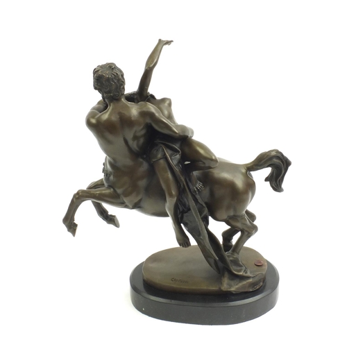 2148 - Large bronze study of the Rape of Deianira by the Talos Gallery, signed Clodion raised on a faux mar... 