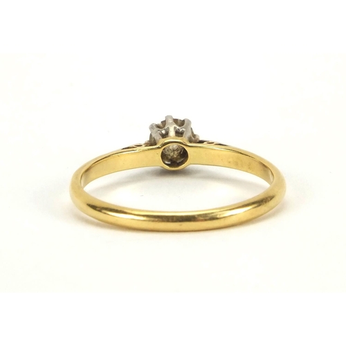 929 - 18ct gold diamond solitaire ring, size Q, approximate weight 2.5g