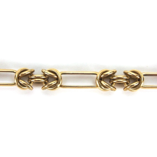 911 - Stylish unmarked gold multi link bracelet, 22cm long,  approximate weight 28.5g