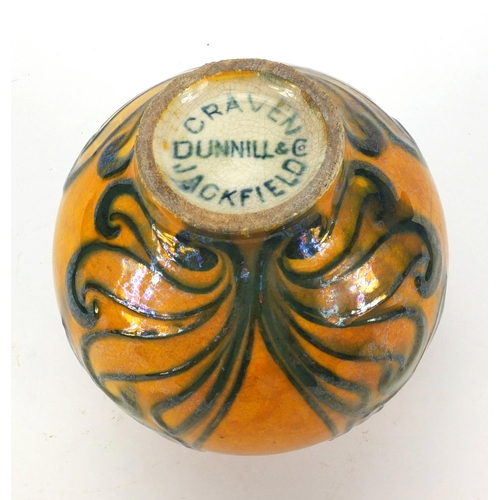 725 - Craven Dunhill double gourd vase, hand painted with stylised flowers, factory marks to the base, 18c... 