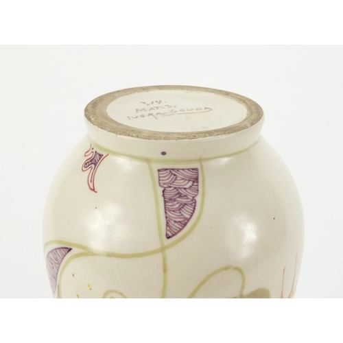 774 - Ivora Gouda vase with twin handles and pot and cover, both hand painted with stylised flowers, each ... 