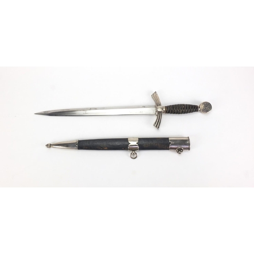 351 - German Military interest dress dagger with scabbard, the blade engraved Alcoso Solinger, 48cm in dia... 