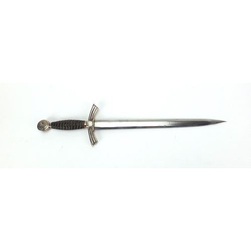 351 - German Military interest dress dagger with scabbard, the blade engraved Alcoso Solinger, 48cm in dia... 