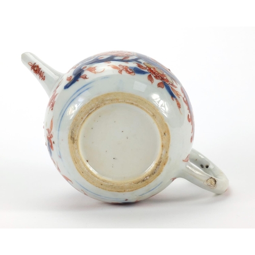 483 - Chinese porcelain teapot with globular body, hand painted with flowers, 12cm high