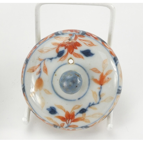 483 - Chinese porcelain teapot with globular body, hand painted with flowers, 12cm high