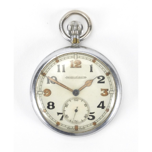 311 - Military Jaeger-LeCoultre pocket watch with luminous hands, impressed crows foot and FO27377 to the ... 