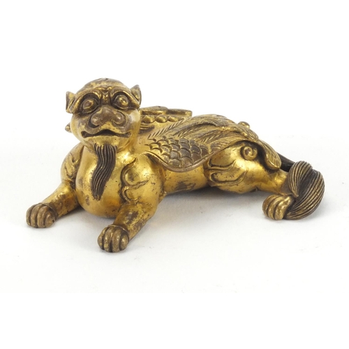 567 - Chinese gilt bronze study of a mythical creature, 8.5cm in length