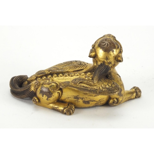 567 - Chinese gilt bronze study of a mythical creature, 8.5cm in length