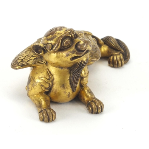 567 - Chinese gilt bronze study of a mythical creature, 8.5cm in length