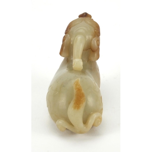 534 - Chinese pale jade carving study of a seated mythical creature, 8cm in length