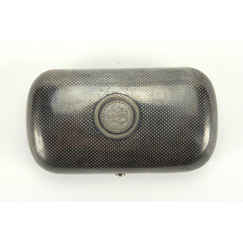 810 - Russian silver and Neillo work cigarette case with engraved cartouche, impressed marks to the interi... 