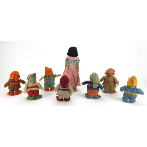 368 - Walt Disney Snow and the Seven Dwarfs felt toy set, probably by Chad Valley, the largest 31cm in len... 