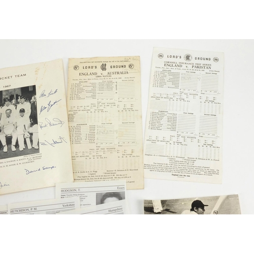 141 - Cricket ephemera mostly autographed including a signed 1967 Kent Cricket Team photograph and album i... 