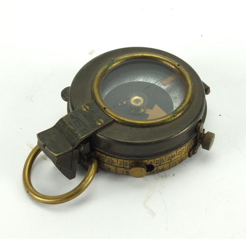 271 - British Military World War I compass with leather Leatheries case, numbered 52412 and inscribed A We... 