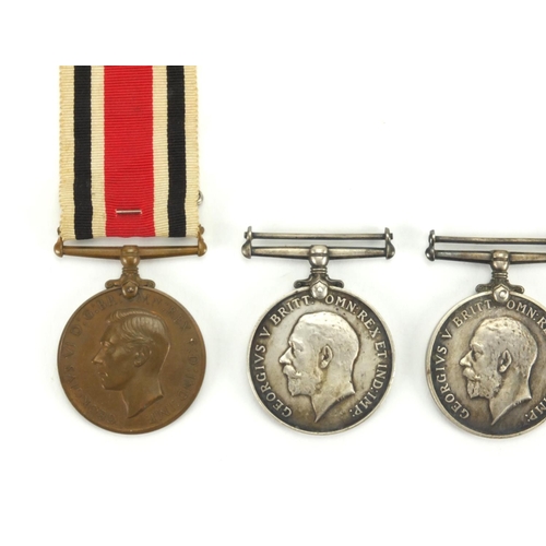 254 - British Military medals comprising World War I trio awarded to 24045GNR.H.F.PELL.R.A. together with ... 