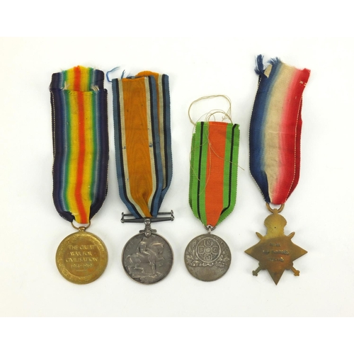 246 - British Military World War I trio and sports medal, the trio awarded to 14835A.CPL.G.H.WOOD.S.6.R. c... 