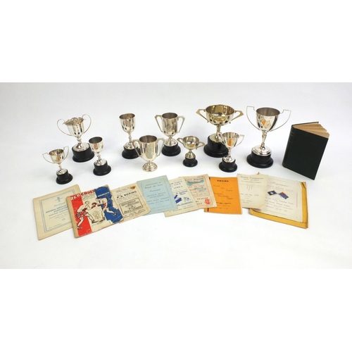 314 - 1930's RAF boxing trophies and ephemera relating to Air Craftsmen House, including three silver trop... 