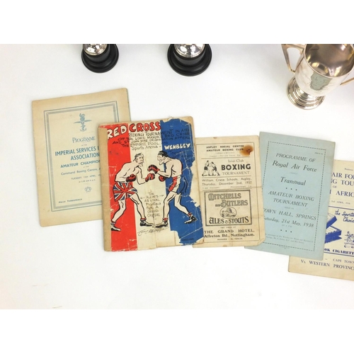 314 - 1930's RAF boxing trophies and ephemera relating to Air Craftsmen House, including three silver trop... 