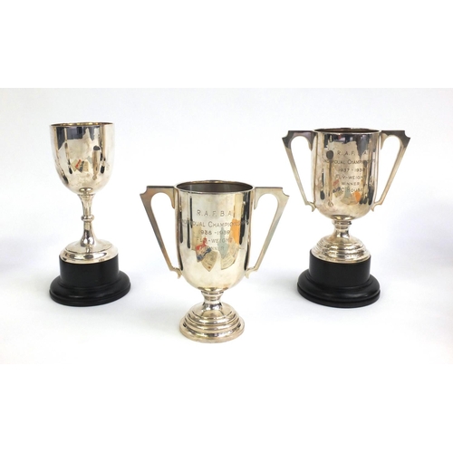 314 - 1930's RAF boxing trophies and ephemera relating to Air Craftsmen House, including three silver trop... 