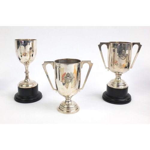 314 - 1930's RAF boxing trophies and ephemera relating to Air Craftsmen House, including three silver trop... 