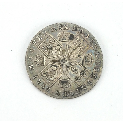 202 - George III 1787 silver shilling, 2.6cm in diameter, approximate weight 6.0g