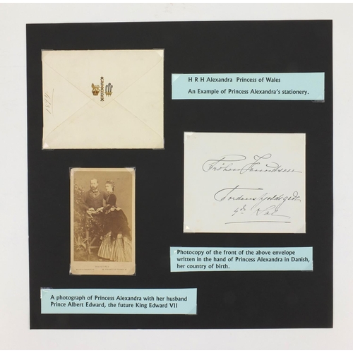 181 - HRH Alexandra Princess of Wales ephemera including an example of Princess Alexandra's Stationary, ph... 