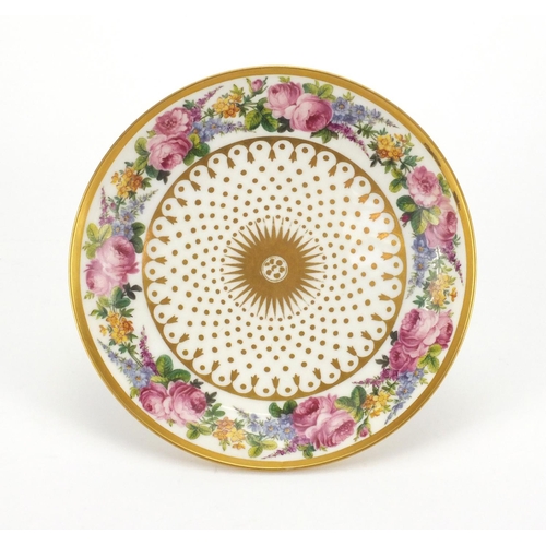 650 - 19th century Sevres plate by Francois Herbert Barbin, gilded and hand painted with flowers, factory ... 